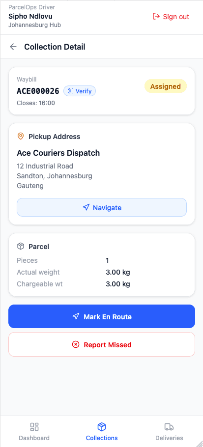 Driver app delivery detail